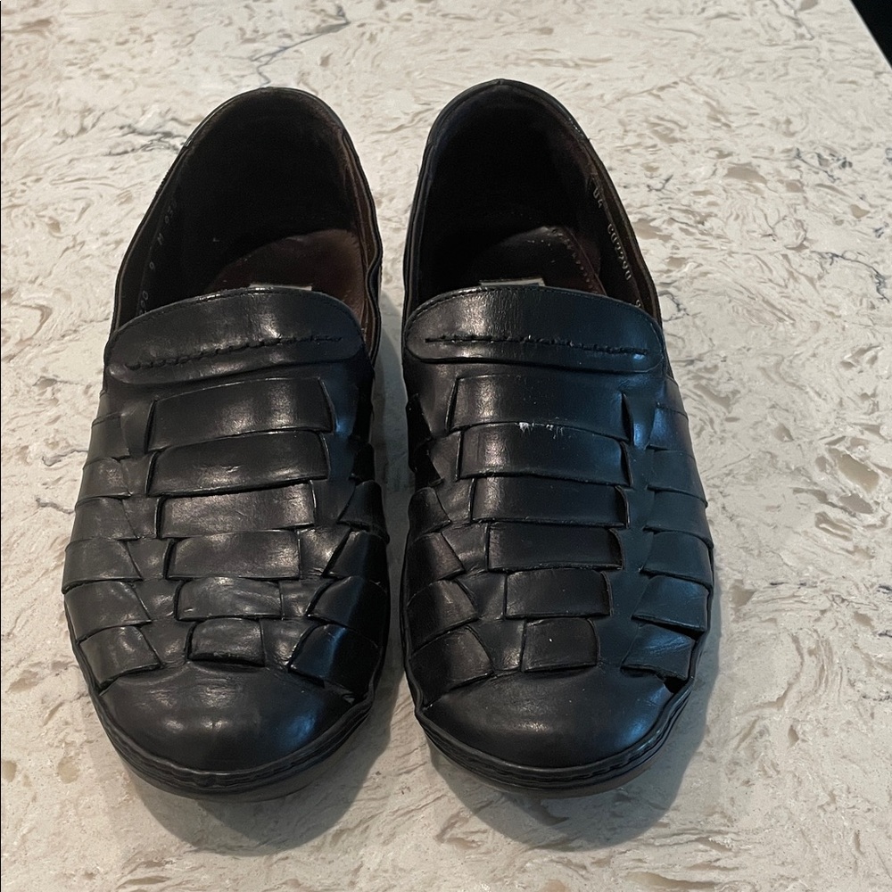 Men’s  Bragano Italian Black Woven Leather Loafers